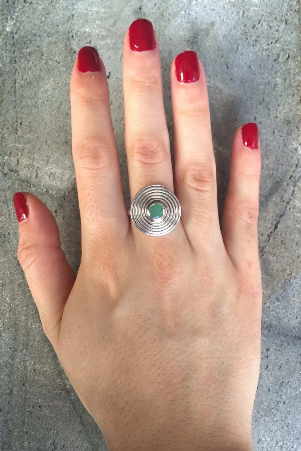 Natural Emerald Ring - Green Spiral Ring - Vintage Cocktail Ring