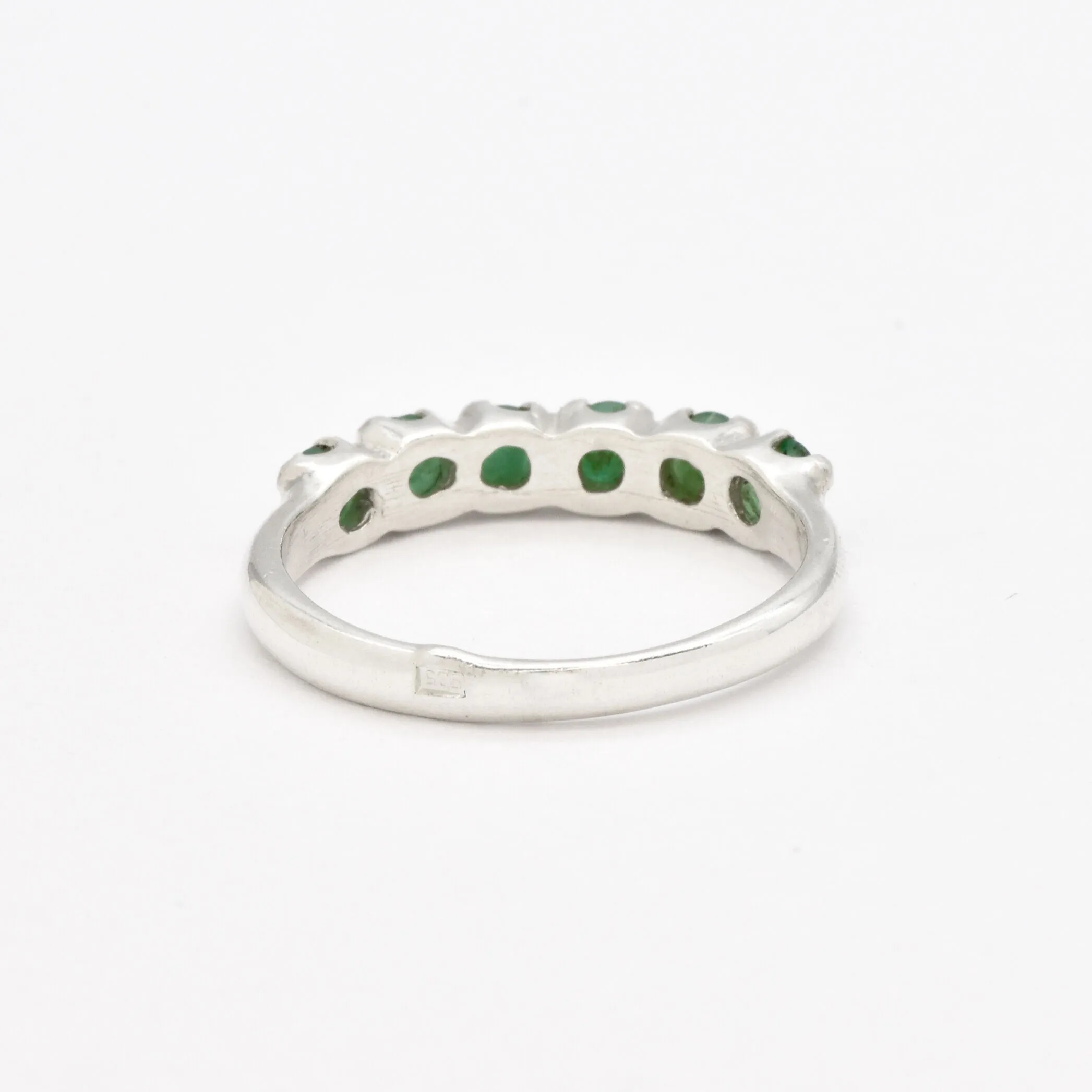 Natural Emerald Ring - Half Eternity Band - Green Vintage Ring