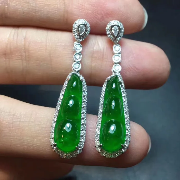 Natural Jade Earrings Jadeite Earrings NEG13