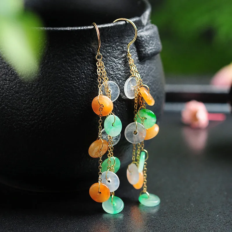 Natural Jade Earrings Jadeite Gold Earrings EG61