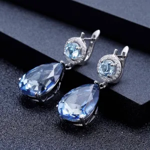 Natural Mystic Quartz & Topaz Vintage Drop Earrings