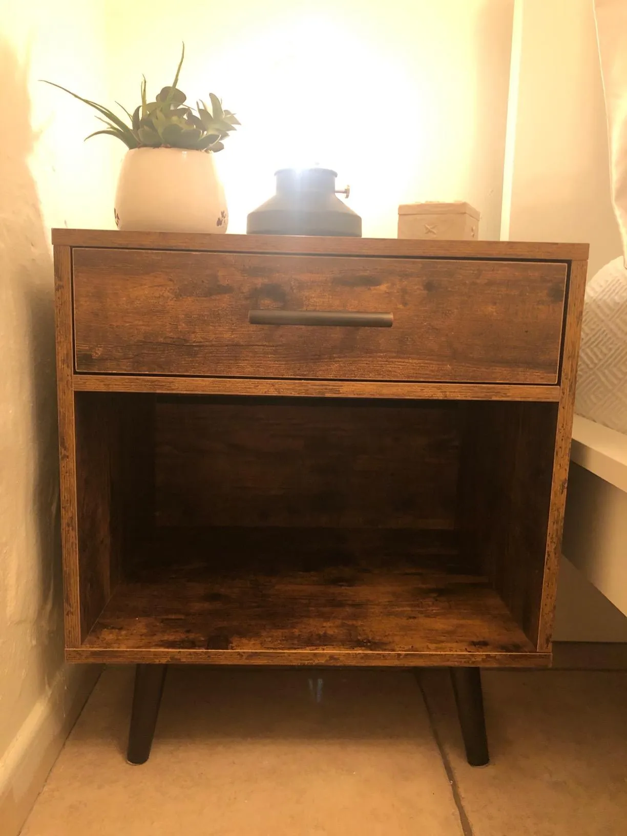  Nightstand,  End Table with Drawer,  Open Compartment