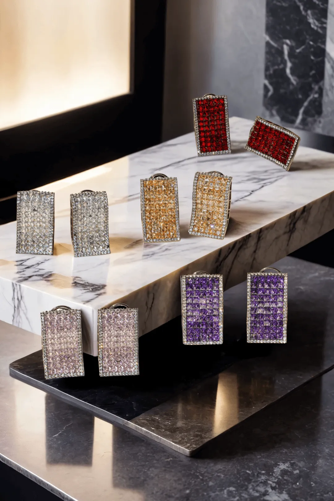 Noori - Dazzling Rectangular Pave Crystal Earrings