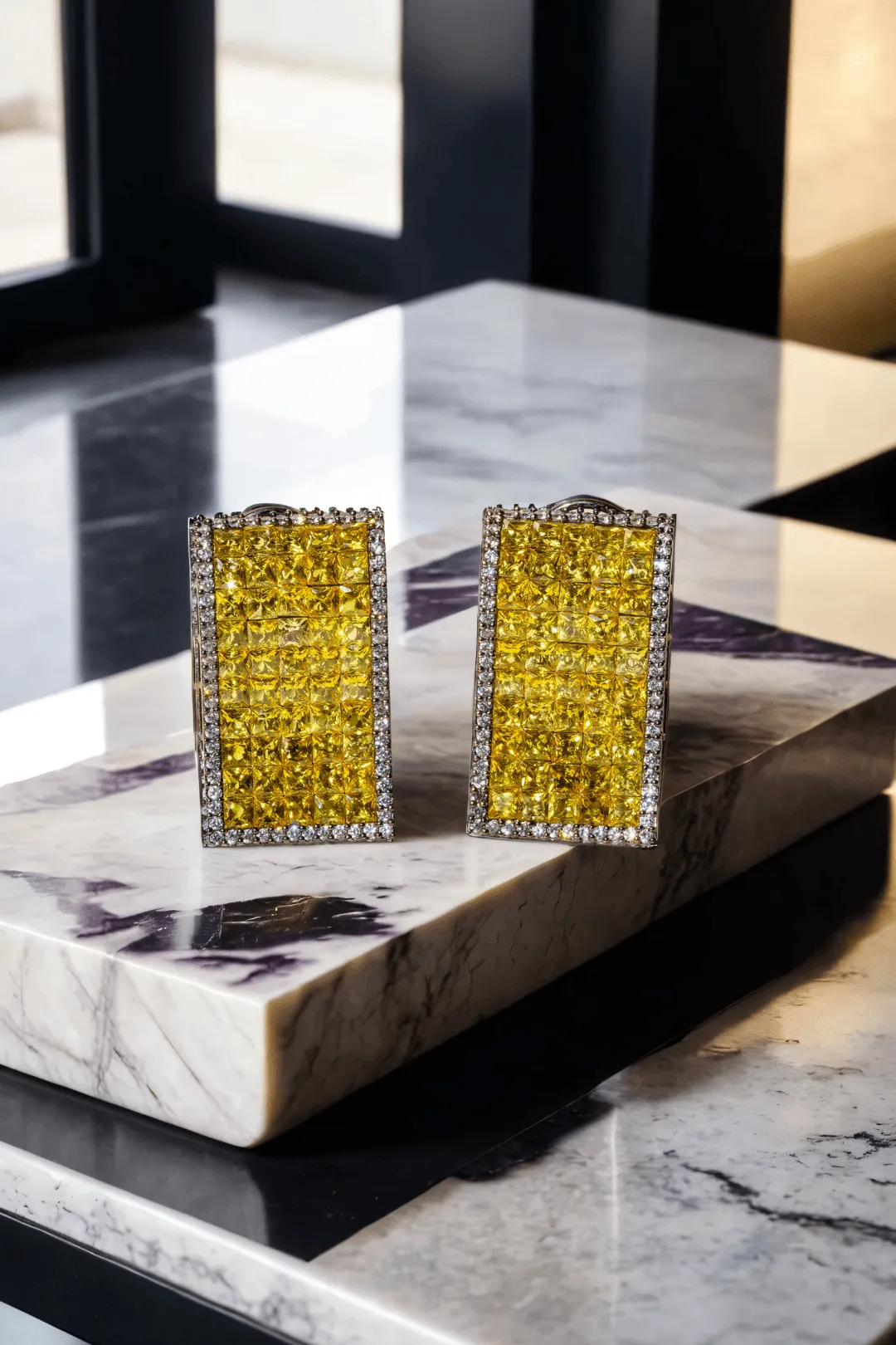 Noori - Dazzling Rectangular Pave Crystal Earrings