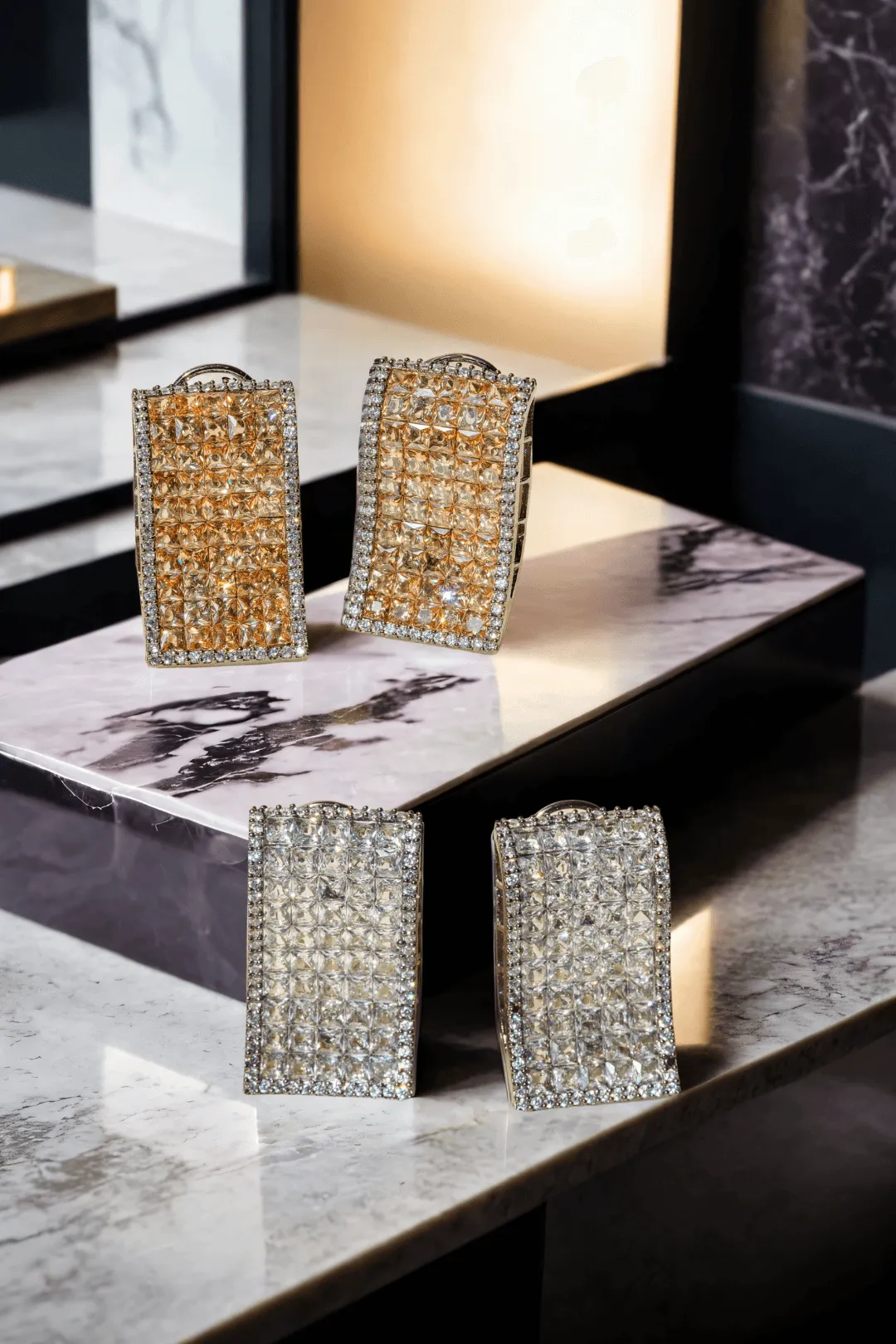 Noori - Dazzling Rectangular Pave Crystal Earrings