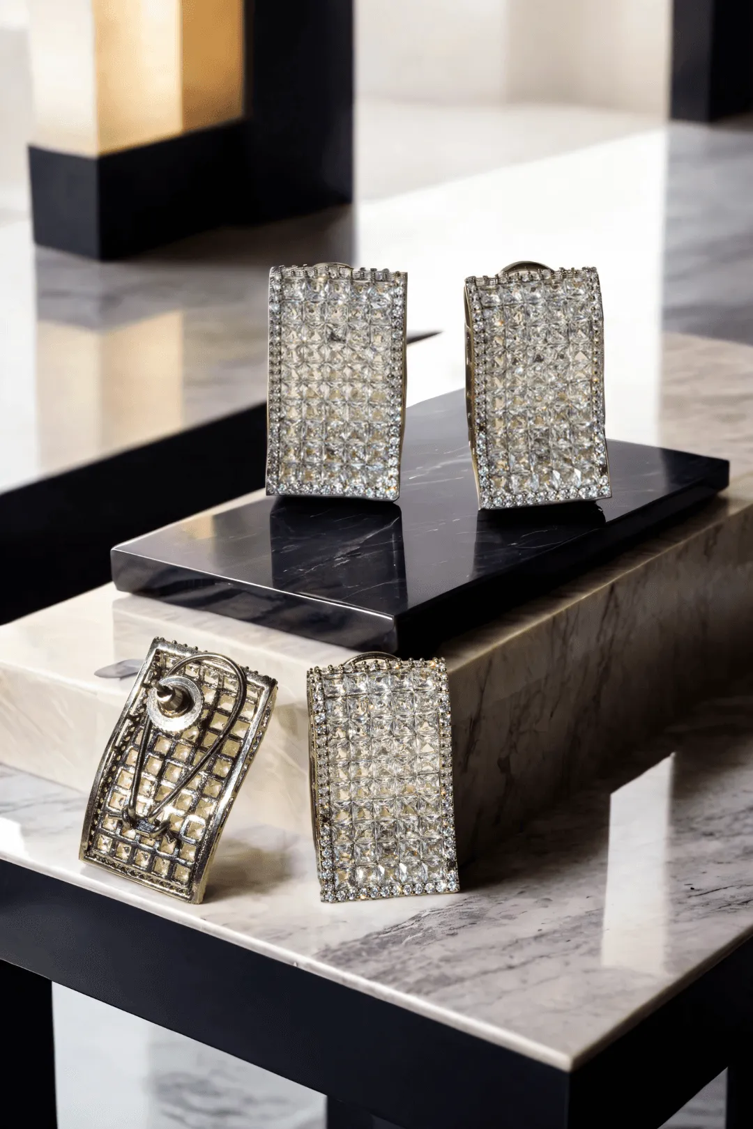 Noori - Dazzling Rectangular Pave Crystal Earrings