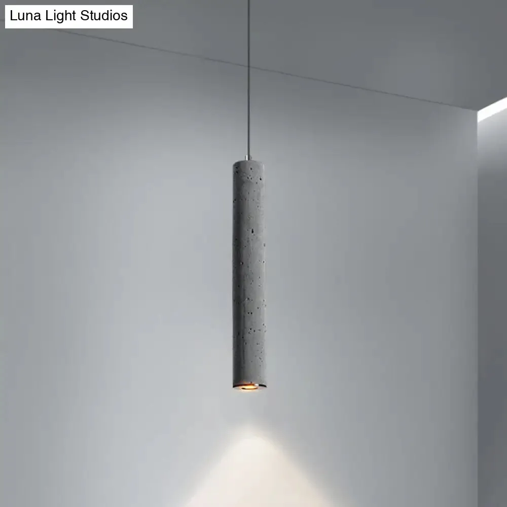 Nordic Style Grey Cement Cylinder Pendant Light for Dining Room Ceiling