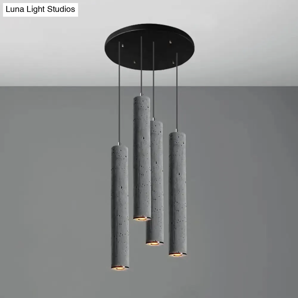 Nordic Style Grey Cement Cylinder Pendant Light for Dining Room Ceiling