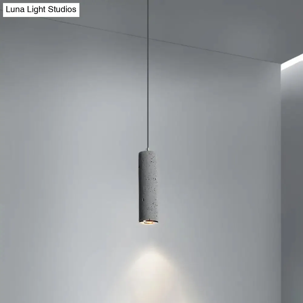 Nordic Style Grey Cement Cylinder Pendant Light for Dining Room Ceiling