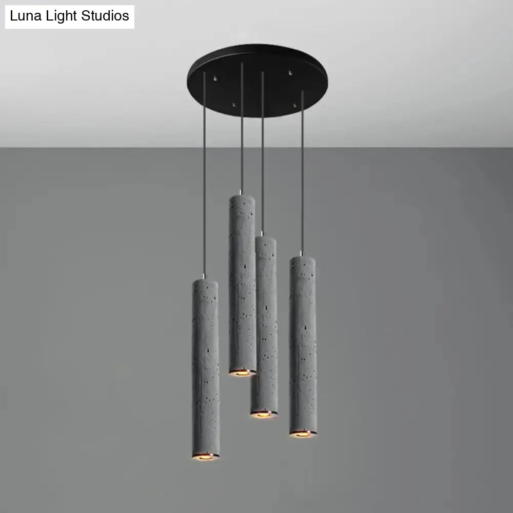 Nordic Style Grey Cement Cylinder Pendant Light for Dining Room Ceiling