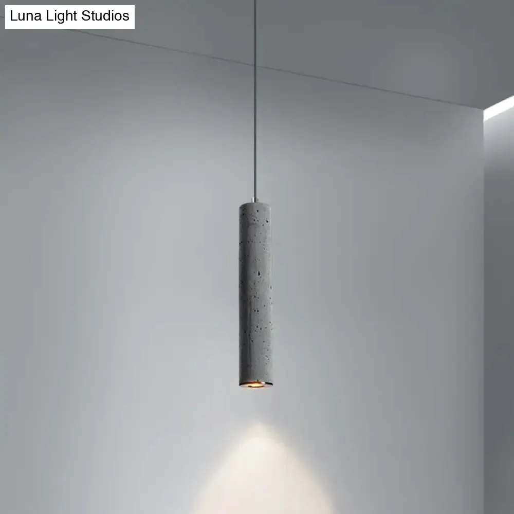 Nordic Style Grey Cement Cylinder Pendant Light for Dining Room Ceiling