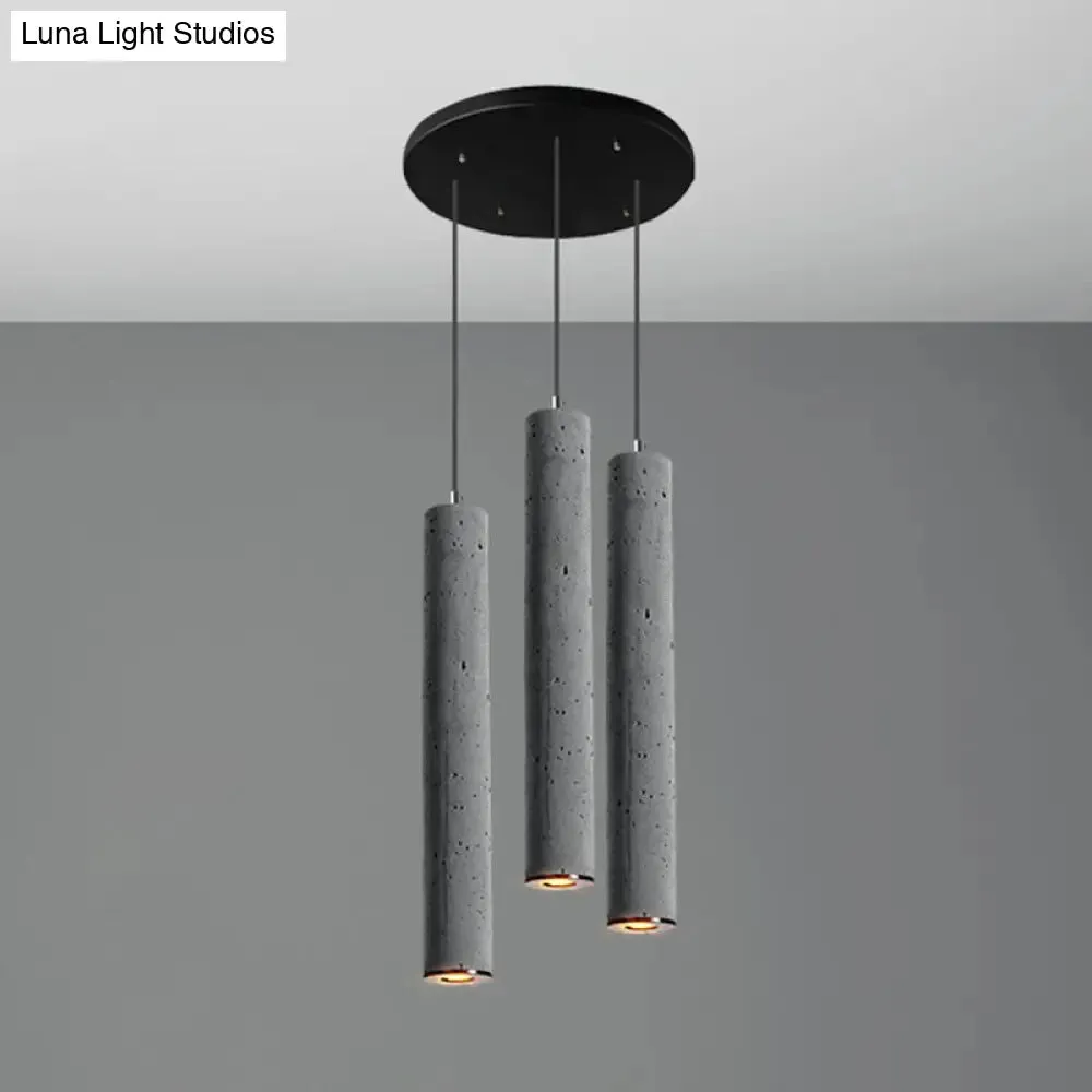 Nordic Style Grey Cement Cylinder Pendant Light for Dining Room Ceiling