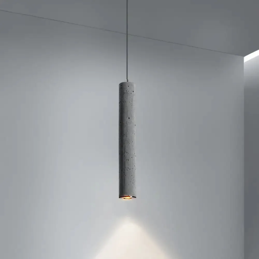 Nordic Style Grey Cement Cylinder Pendant Light for Dining Room Ceiling