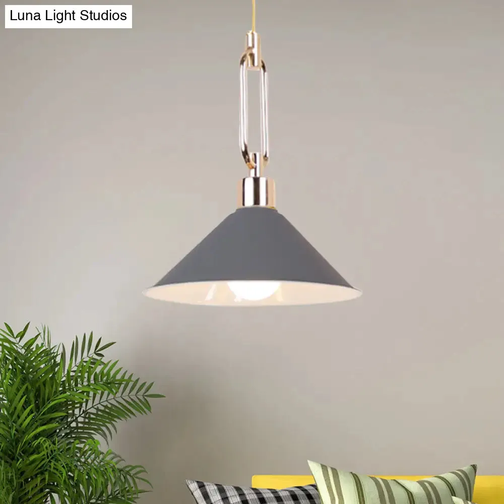 Nordic Tapered Shade Pendant Lighting - Black/White Metal Hanging Lamp (1 Bulb) for Table