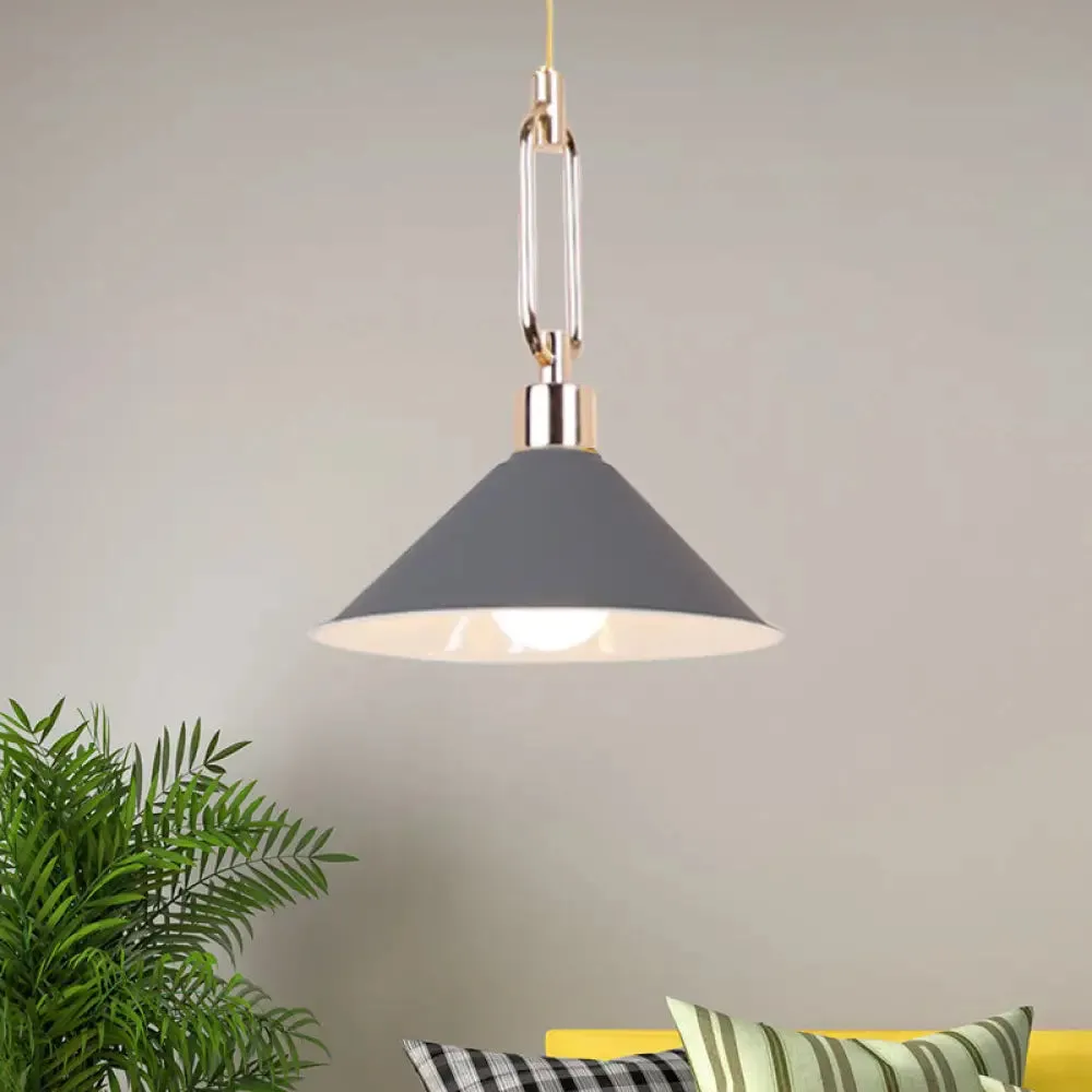 Nordic Tapered Shade Pendant Lighting - Black/White Metal Hanging Lamp (1 Bulb) for Table