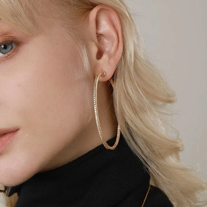 Oversized Sparkling Hoop Earrings-360 Degree Glamour