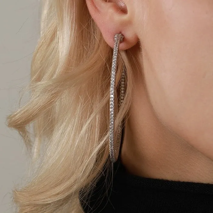 Oversized Sparkling Hoop Earrings-360 Degree Glamour