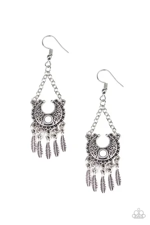 Paparazzi Earring ~ Fabulously Feathered - White