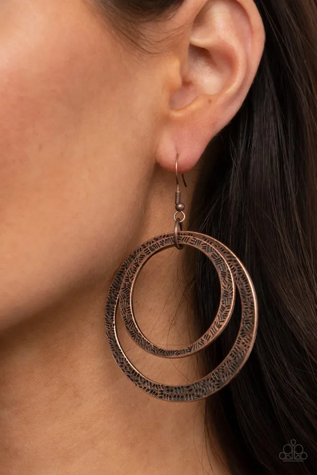 Paparazzi Earring ~ Rounded Out - Copper