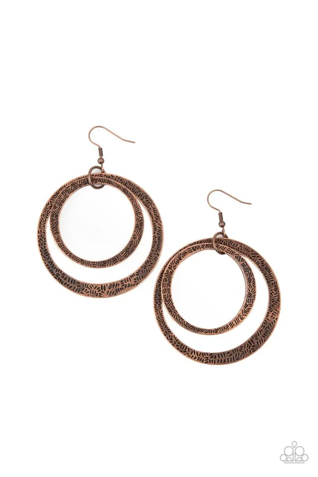 Paparazzi Earring ~ Rounded Out - Copper