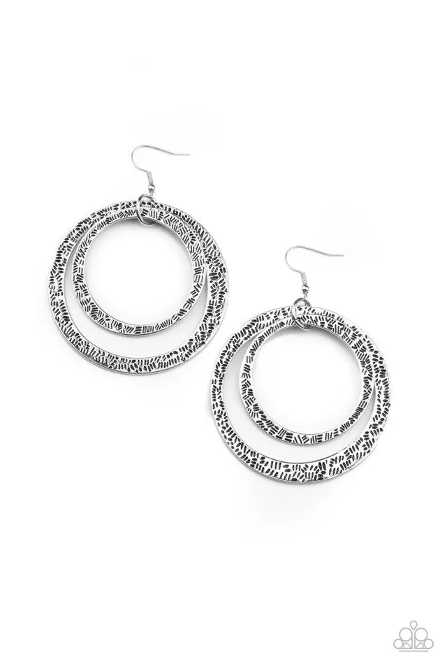 Paparazzi Earring ~ Rounded Out - Silver