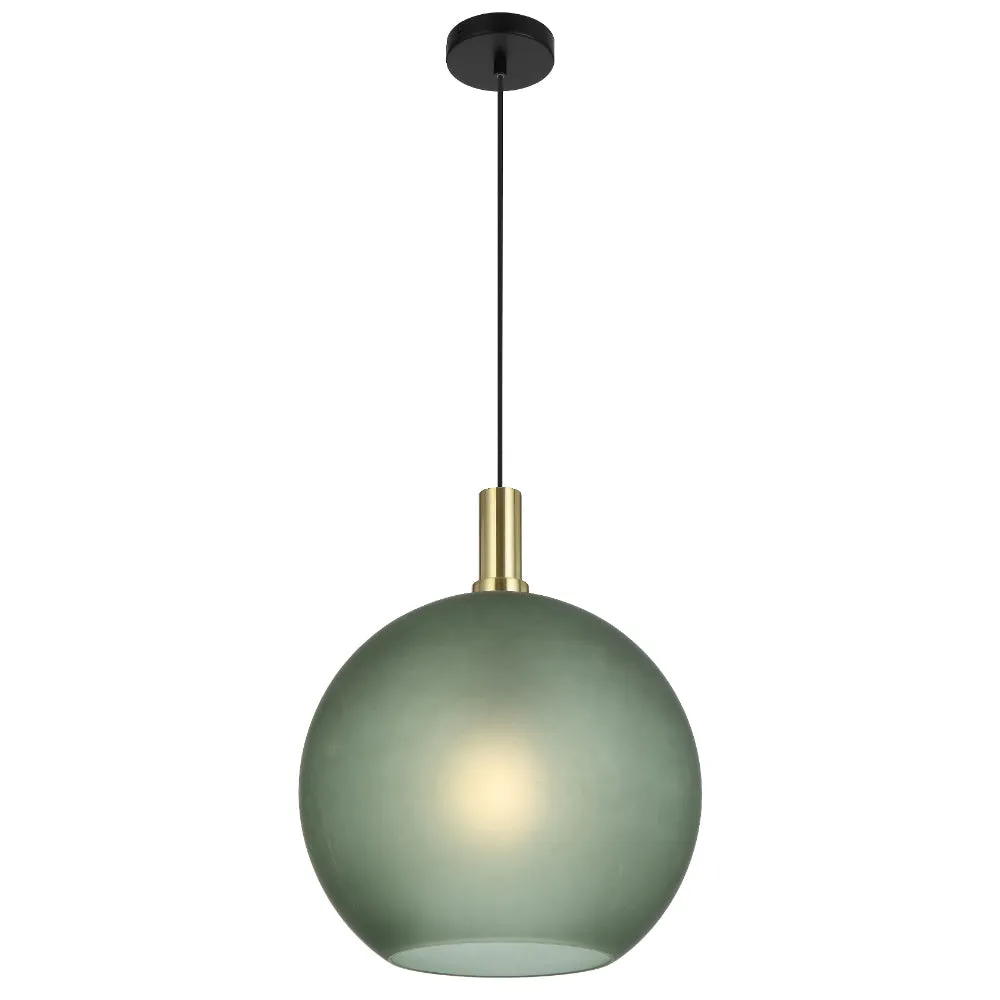 Patino 40cm Gold and Black with Green Glass Modern Pendant