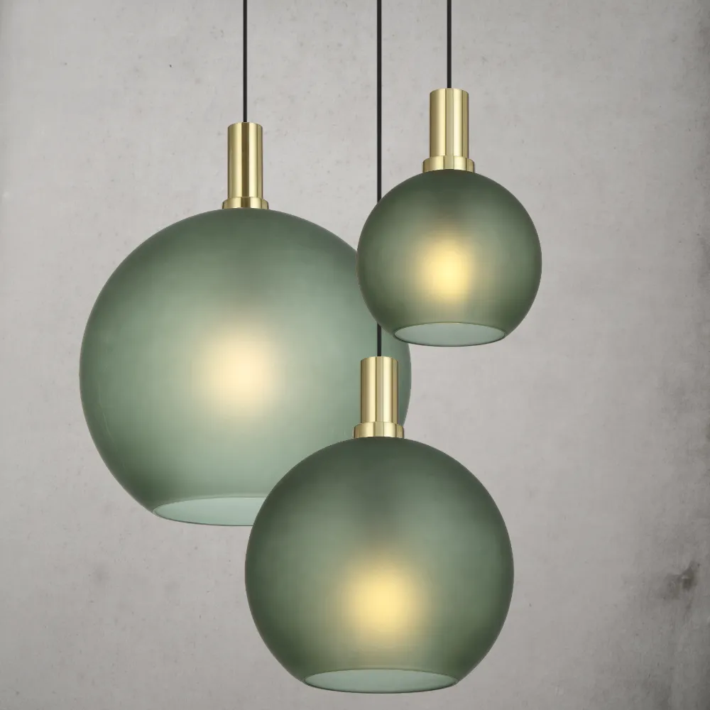 Patino 40cm Gold and Black with Green Glass Modern Pendant