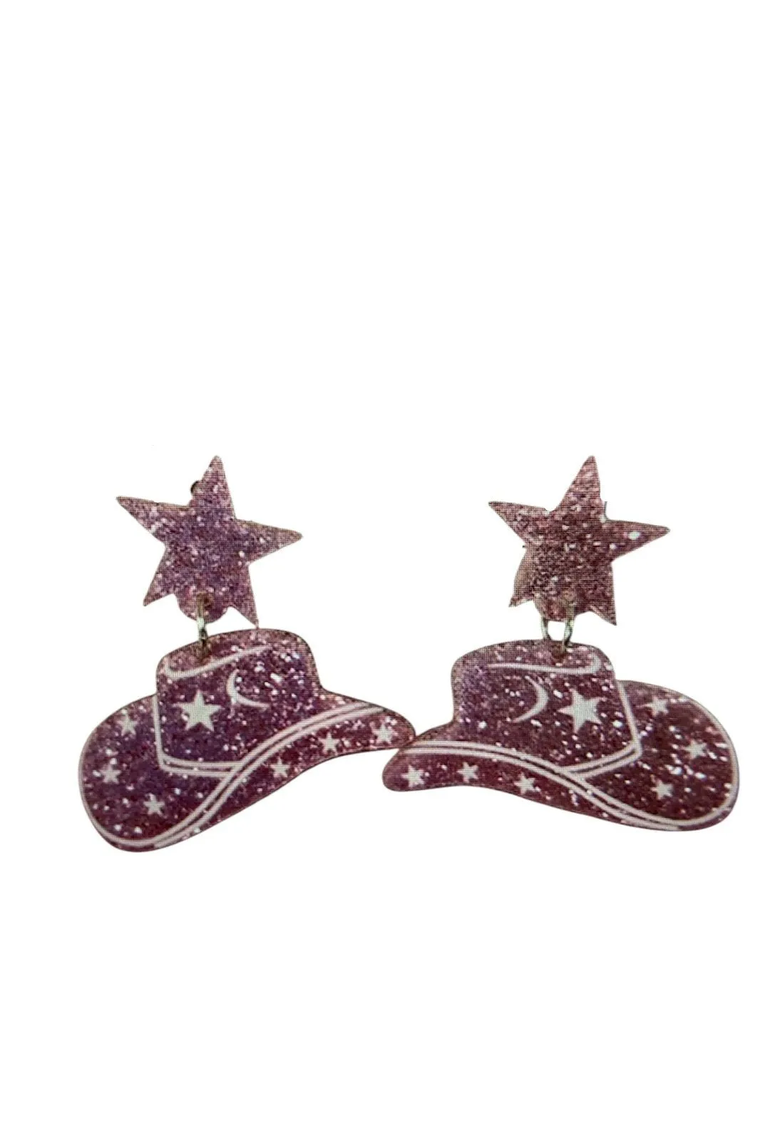 Pink Glitter Cowgirl Earrings