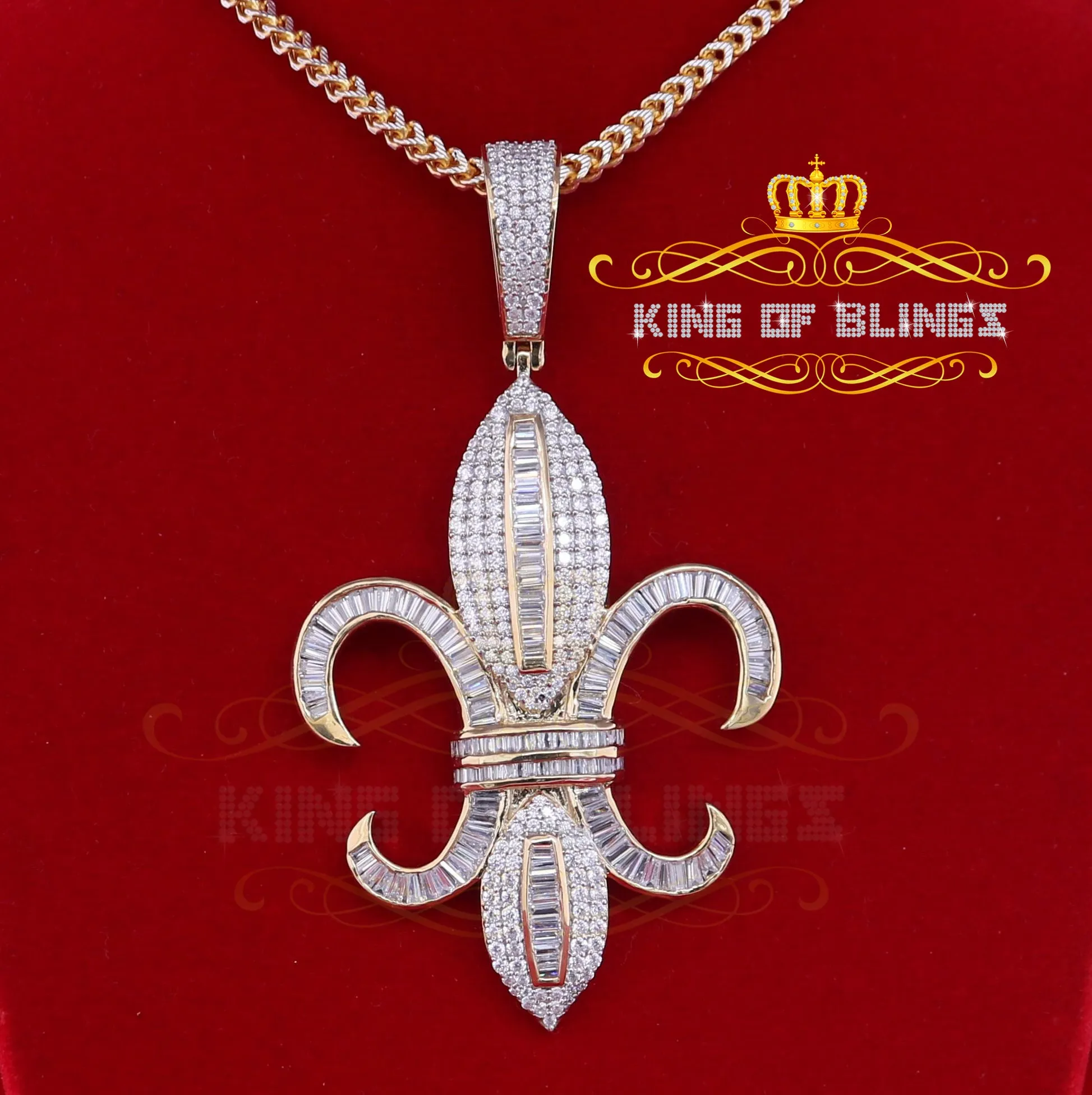 Promise Yellow Sterling Silver Fleur de Lis Pendant with 15.62ct Cubic Zirconia