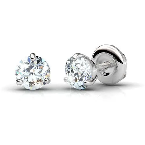 Quality 0.50CT Round Cut Diamond Stud Earrings in 14KT White Gold