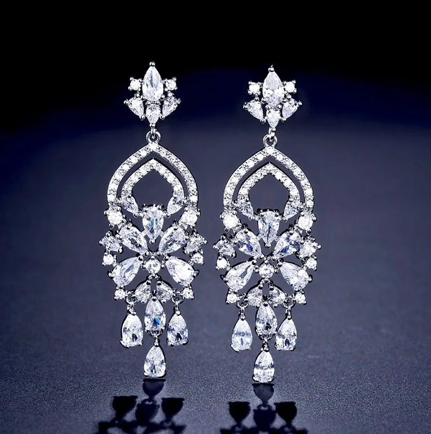 "Althea" - Silver Cubic Zirconia Bridal Earrings