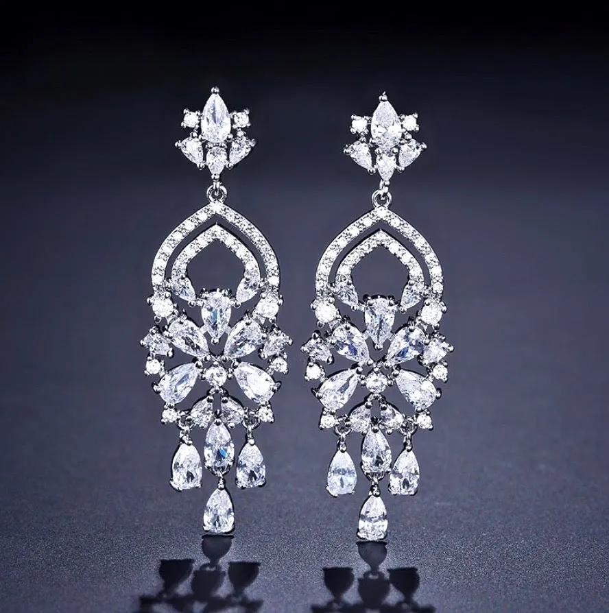 "Althea" - Silver Cubic Zirconia Bridal Earrings