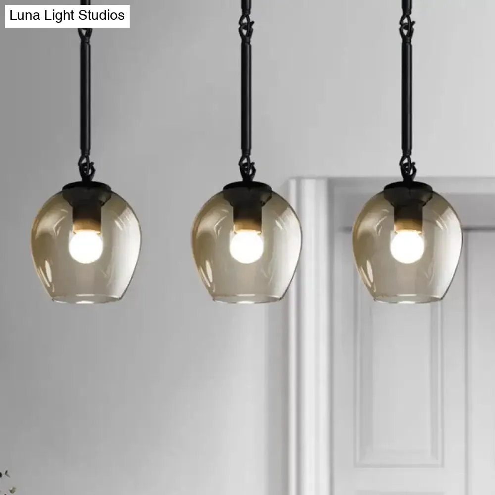 Retro Clear Dimple Glass Pendant Ceiling Light with 1 Head - Black/Gold for Kitchen