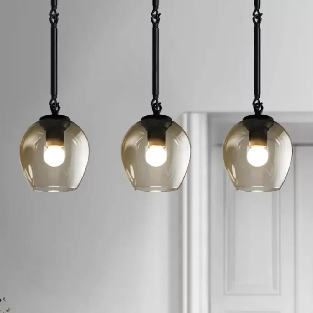 Retro Clear Dimple Glass Pendant Ceiling Light with 1 Head - Black/Gold for Kitchen