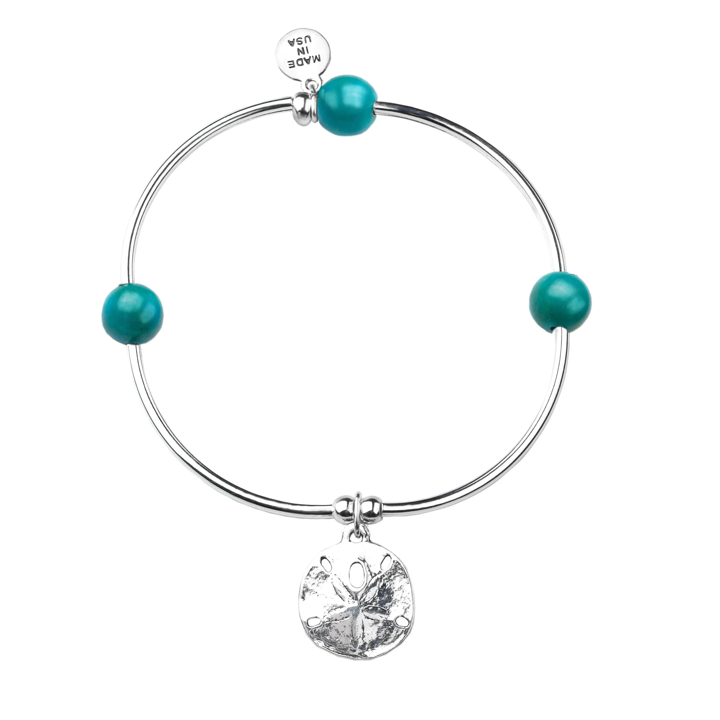 Sand Dollar | Soft Bangle Charm Bracelet | Turquoise