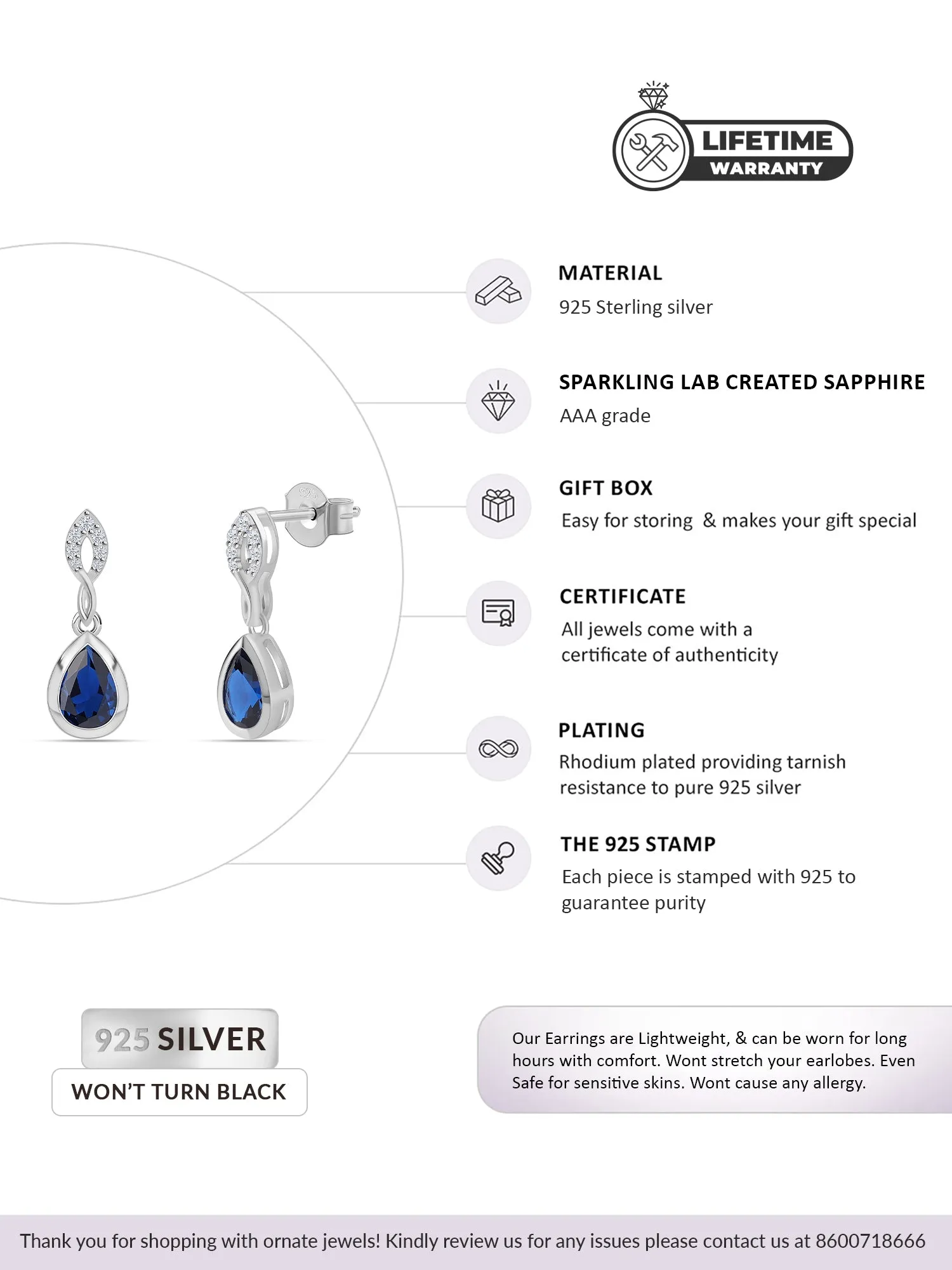 Sapphire Dazzling Earrings For Women