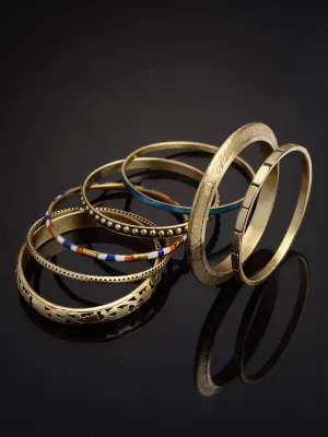 Set Of 7 Gold-Plated Bangles