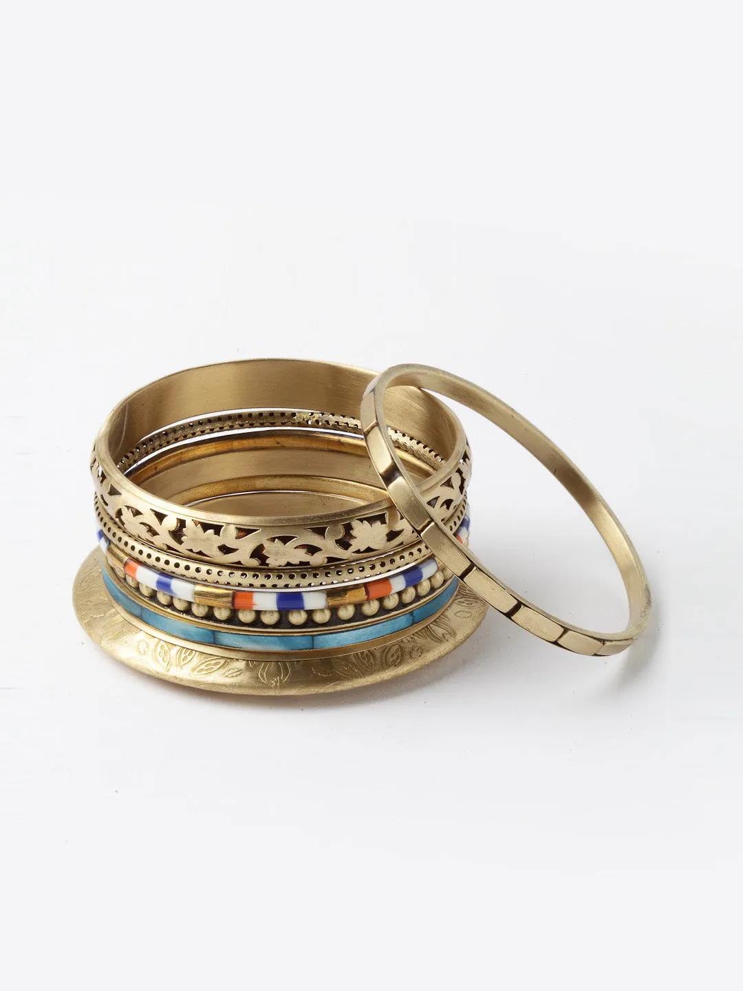 Set Of 7 Gold-Plated Bangles