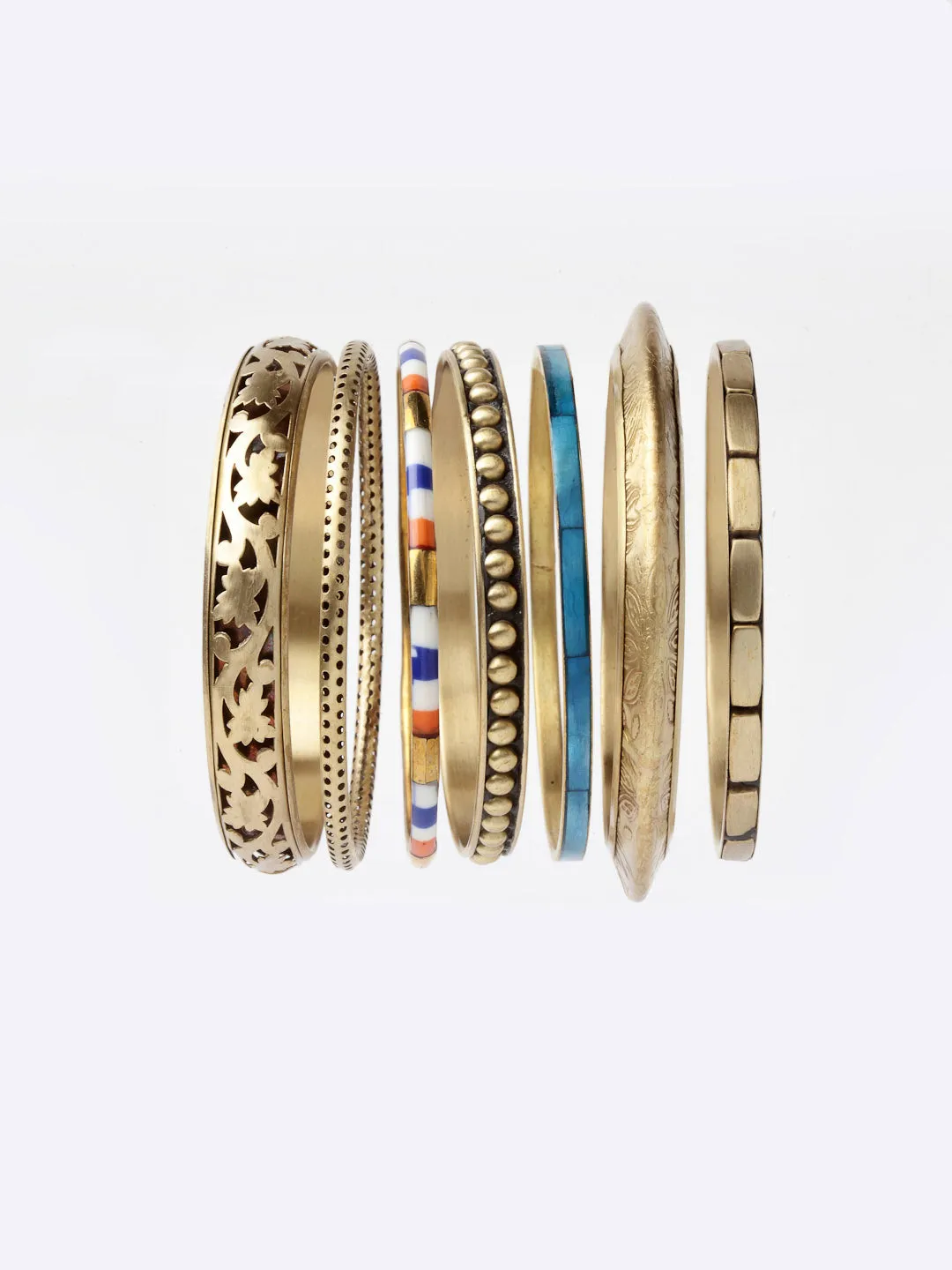 Set Of 7 Gold-Plated Bangles