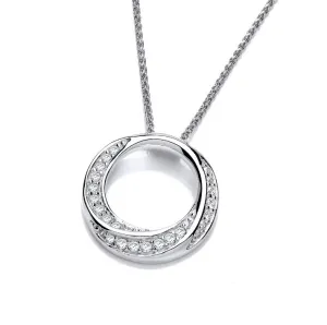 Silver enfolding Swirly Circle Pendant