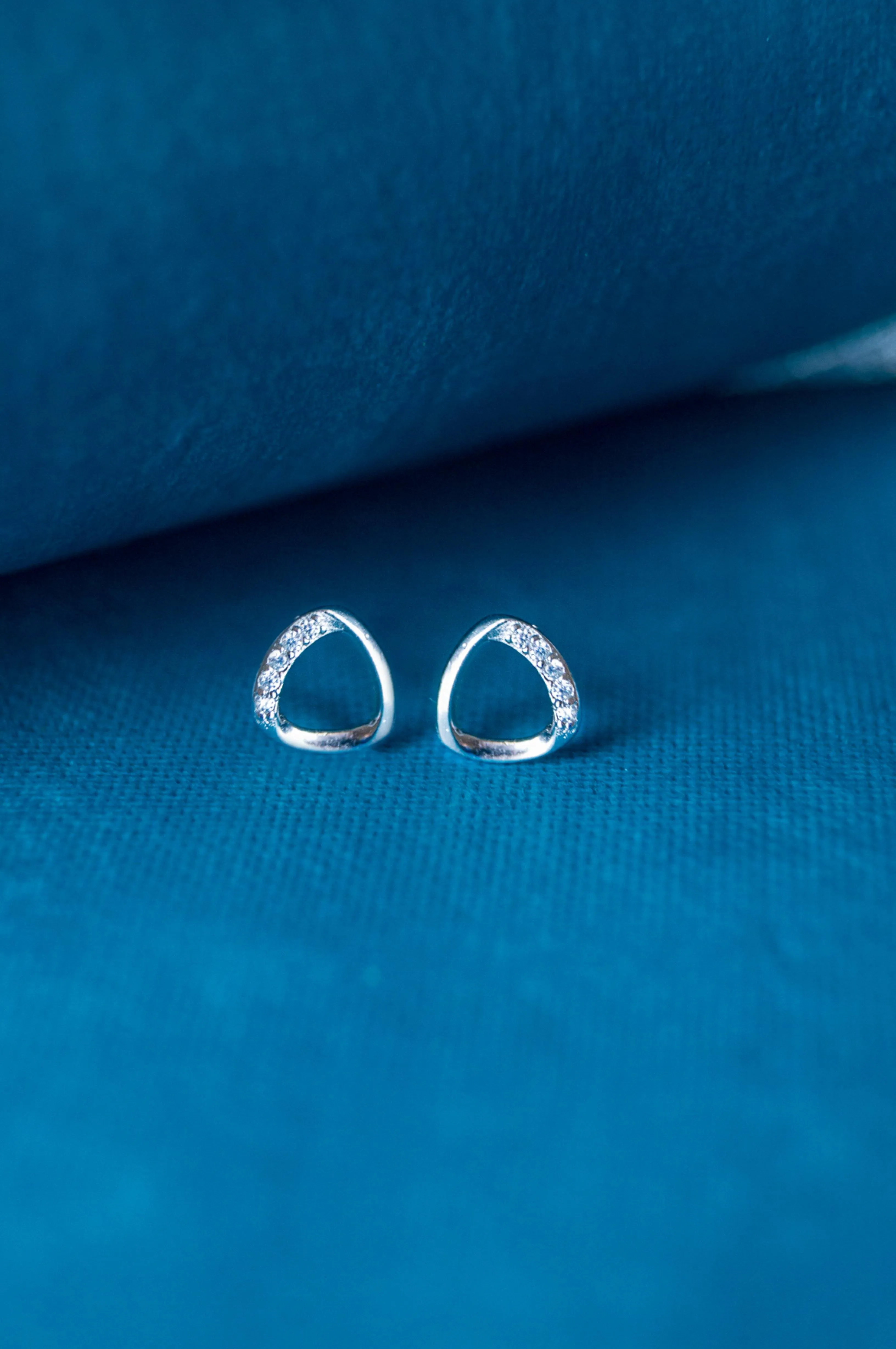 Simply Curled Triangle Sterling Silver Stud Earrings