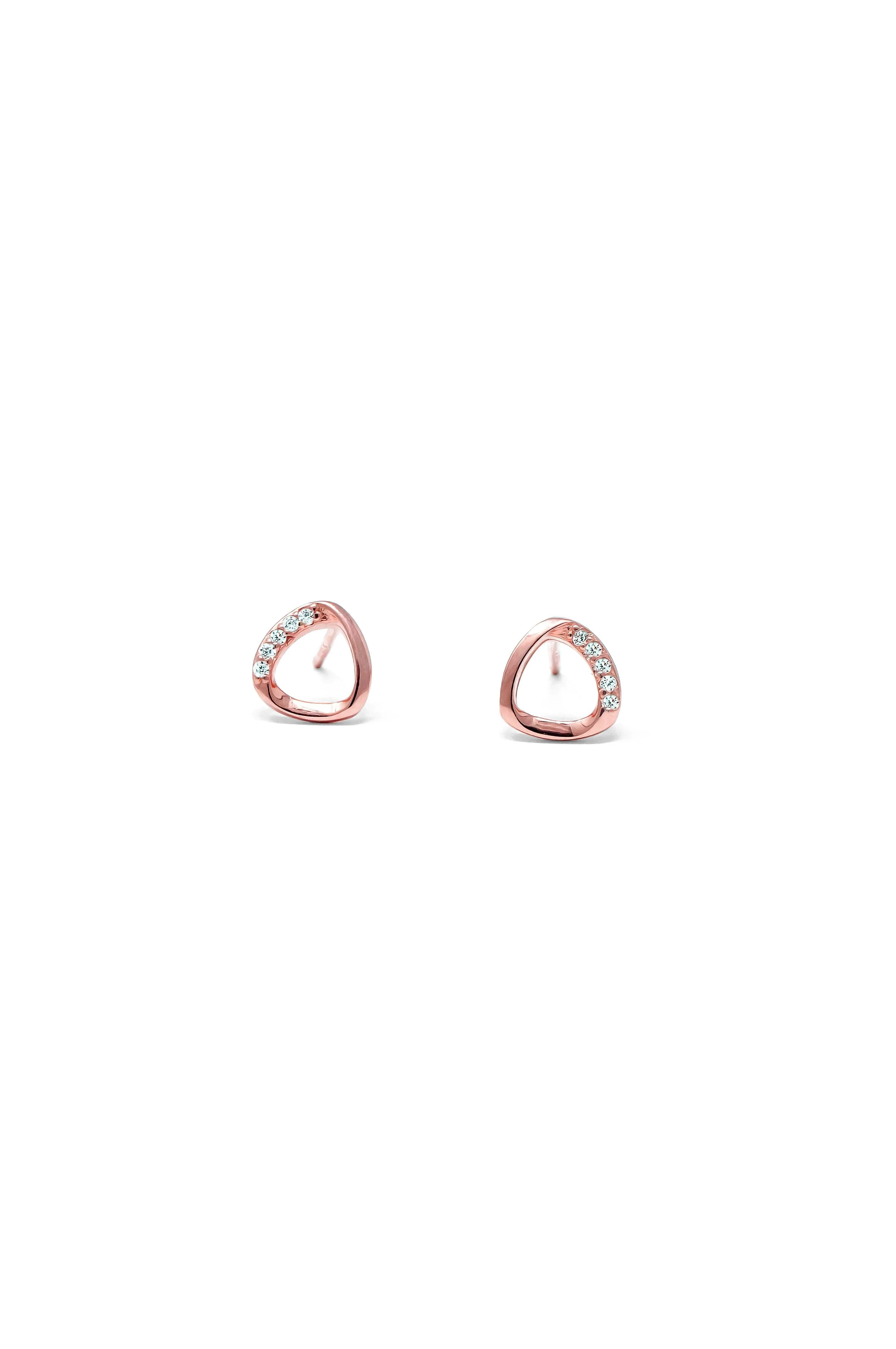 Simply Curled Triangle Sterling Silver Stud Earrings