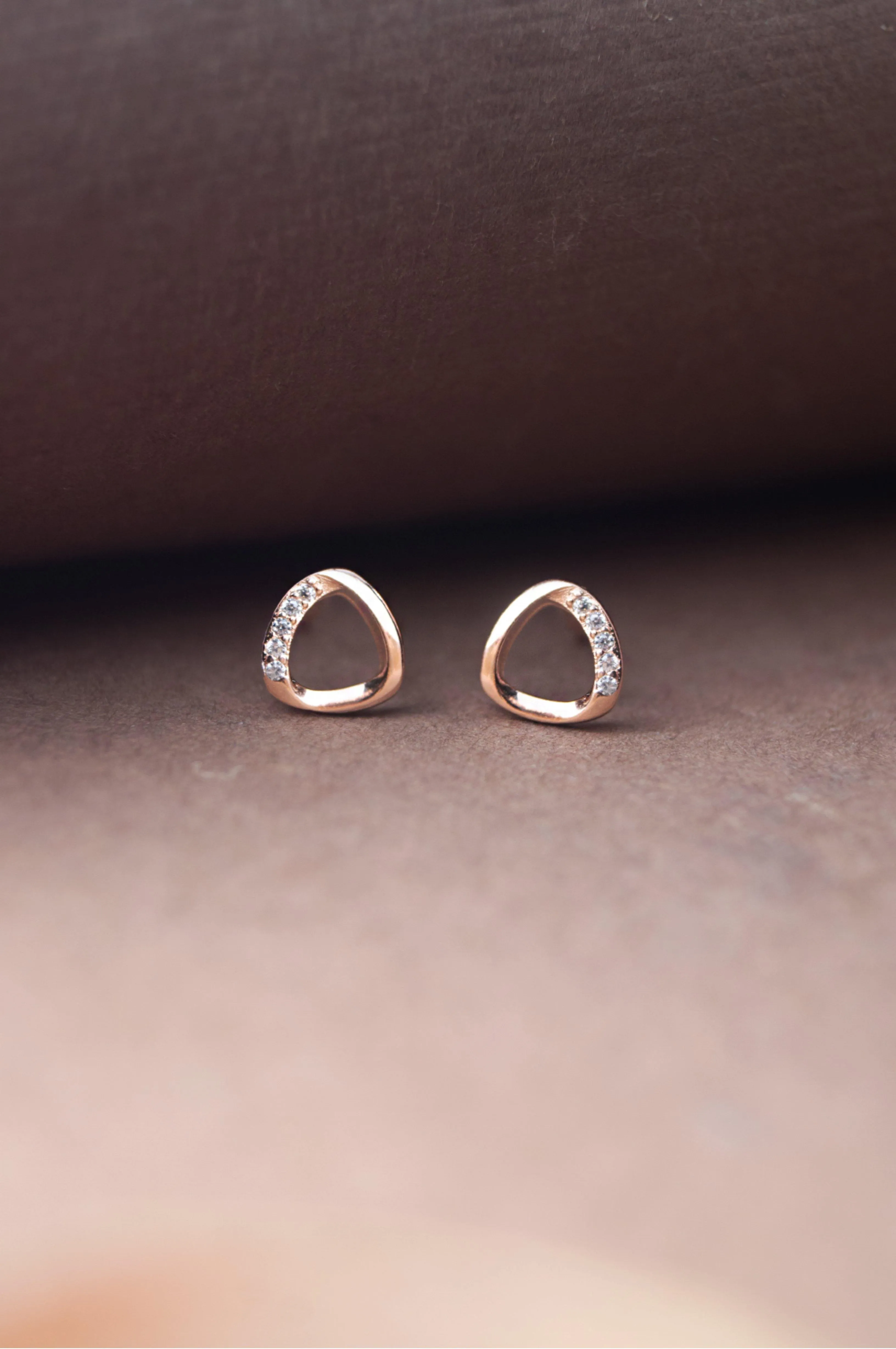 Simply Curled Triangle Sterling Silver Stud Earrings