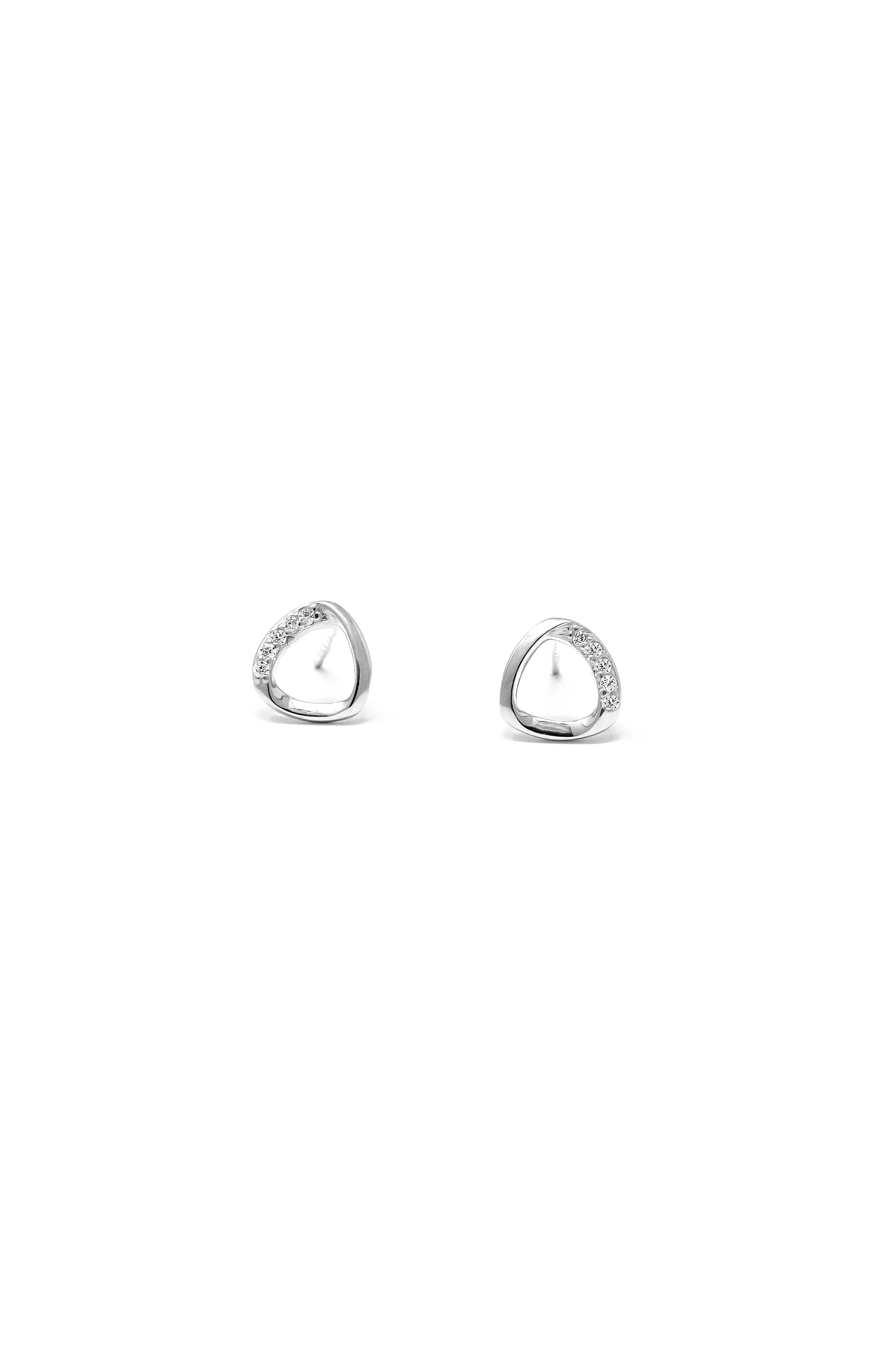 Simply Curled Triangle Sterling Silver Stud Earrings