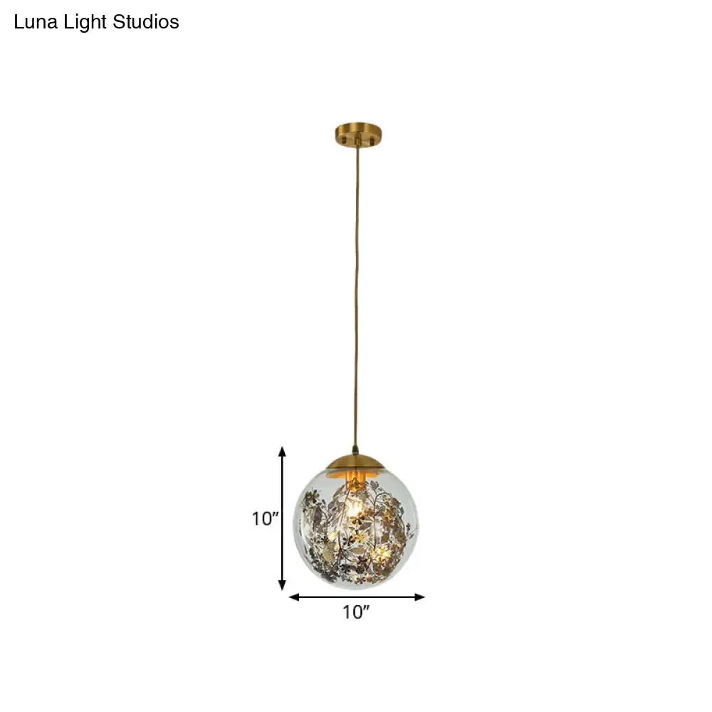 Sleek Clear Glass Pendulum Light in Brass - Simplicity 1 Head Down Lighting Pendant