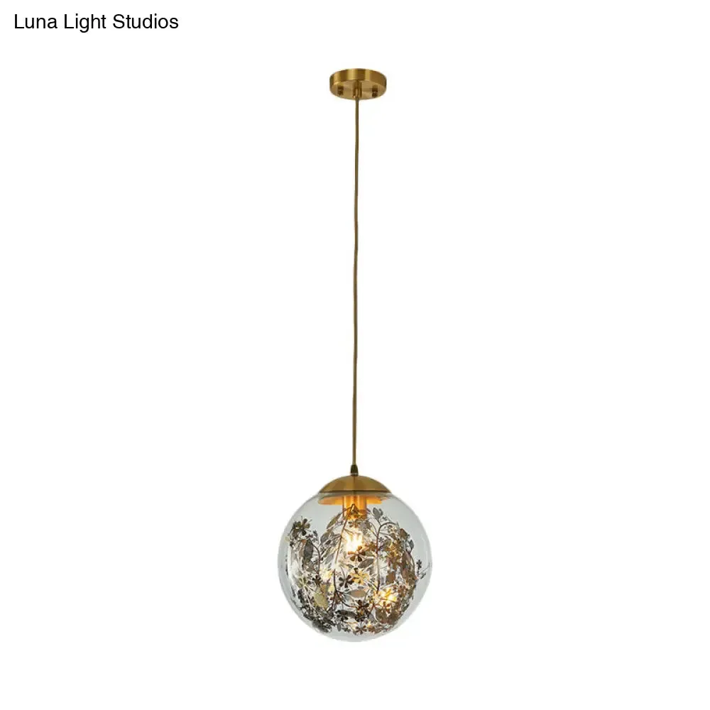 Sleek Clear Glass Pendulum Light in Brass - Simplicity 1 Head Down Lighting Pendant