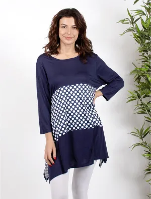 Sleeved Fashion Top W/ Polka Dots Pattern