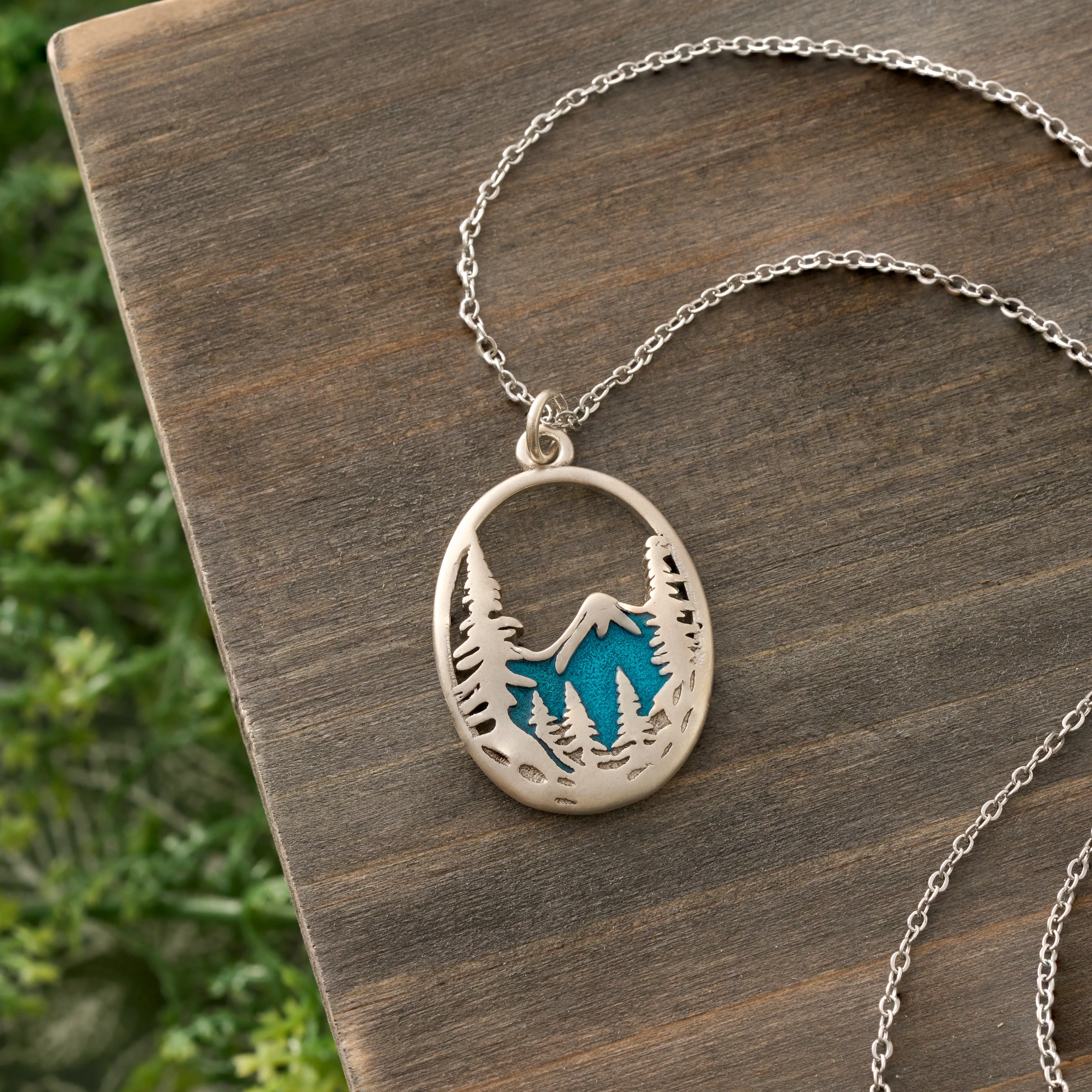 Snowy Forest Mountain Necklace