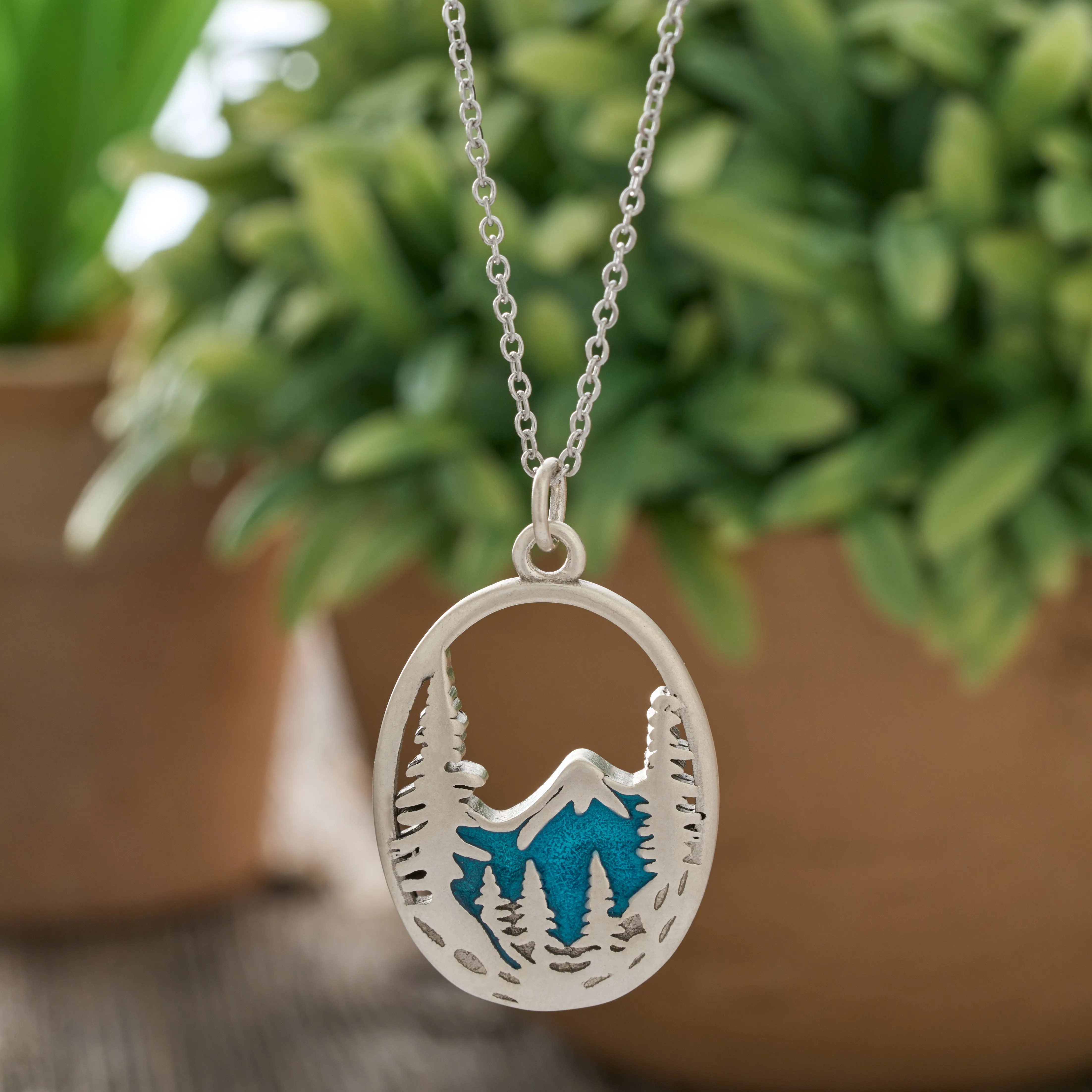 Snowy Forest Mountain Necklace