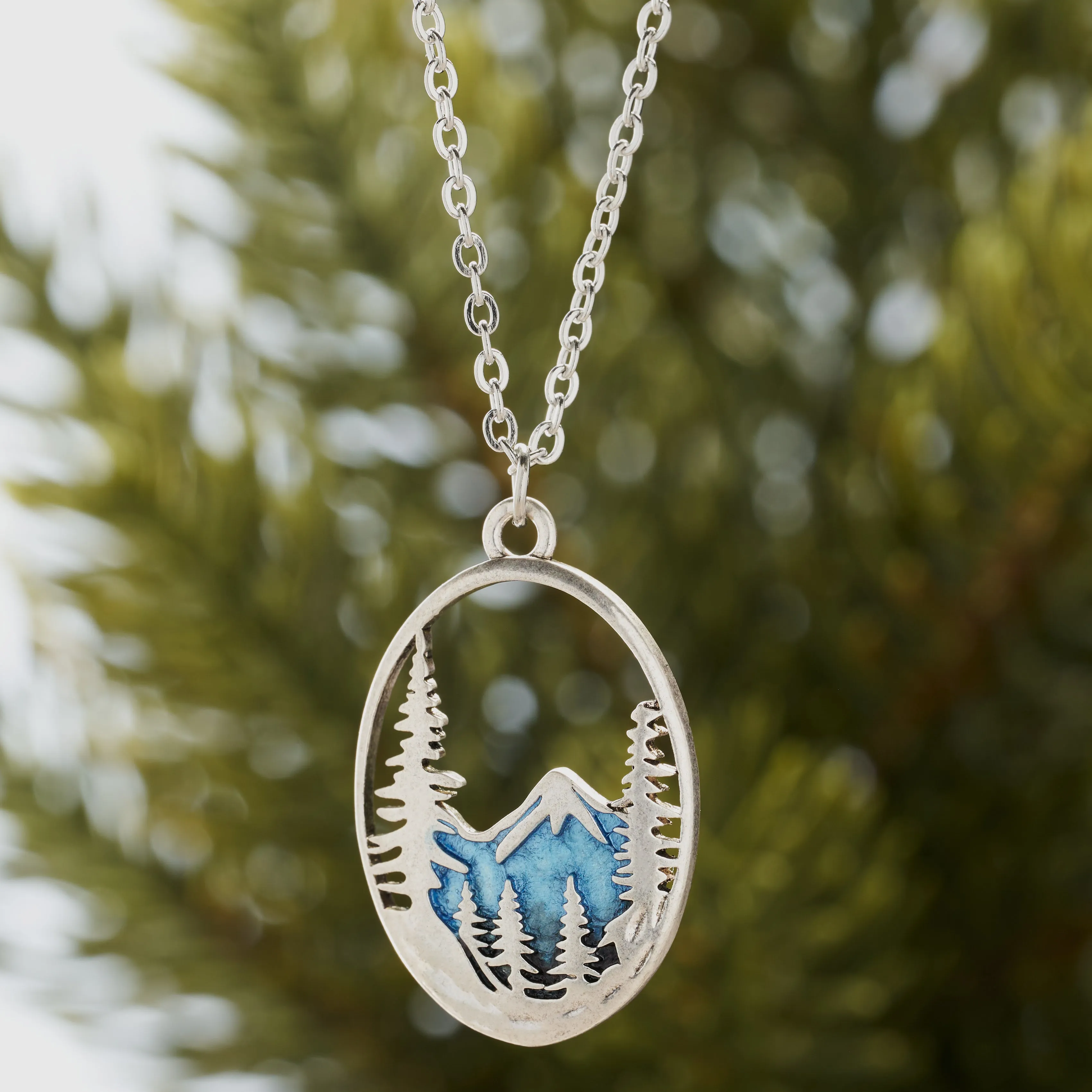 Snowy Forest Mountain Necklace